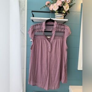 Perch by Blu Pepper Women’s Embroidery and Lace Sleeveless Blouse - Size 2XL